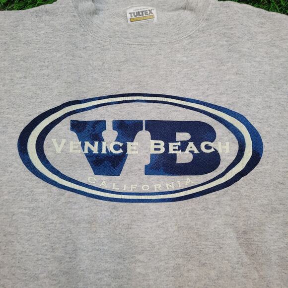 Vintage 90s Venice Beach California Sweatshirt Mens L Gray Drop Shoulder - Picture 2 of 5